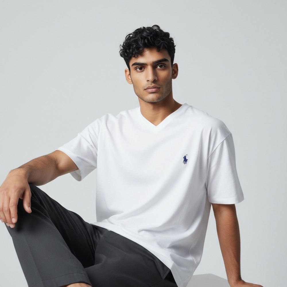 Polo by Ralph Lauren White V-Neck Tee